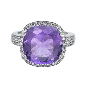 Poiray Bague Filles antik Or blanc Améthyste, Diamant