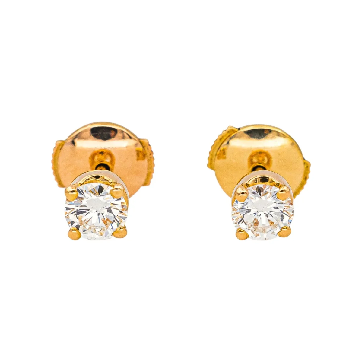 Boucles d'oreilles Puces Or jaune Diamant – Image 4