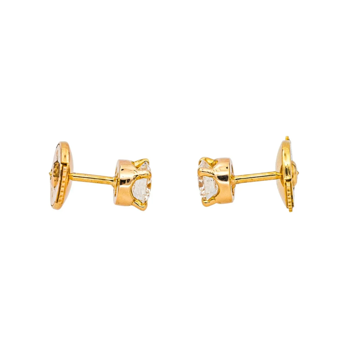 Boucles d'oreilles Puces Or jaune Diamant – Image 6