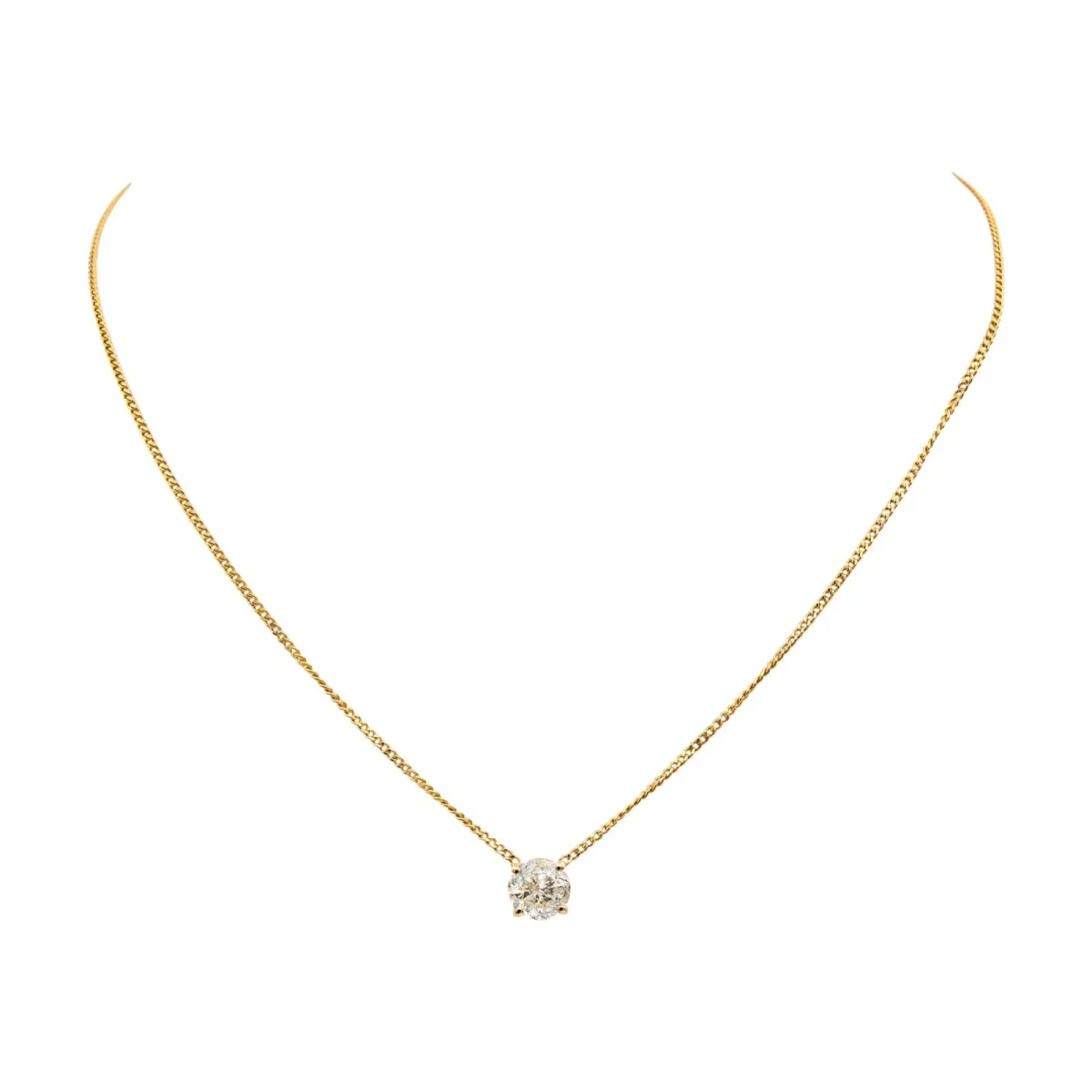 Collier Solitaire Or jaune Diamant – Image 4