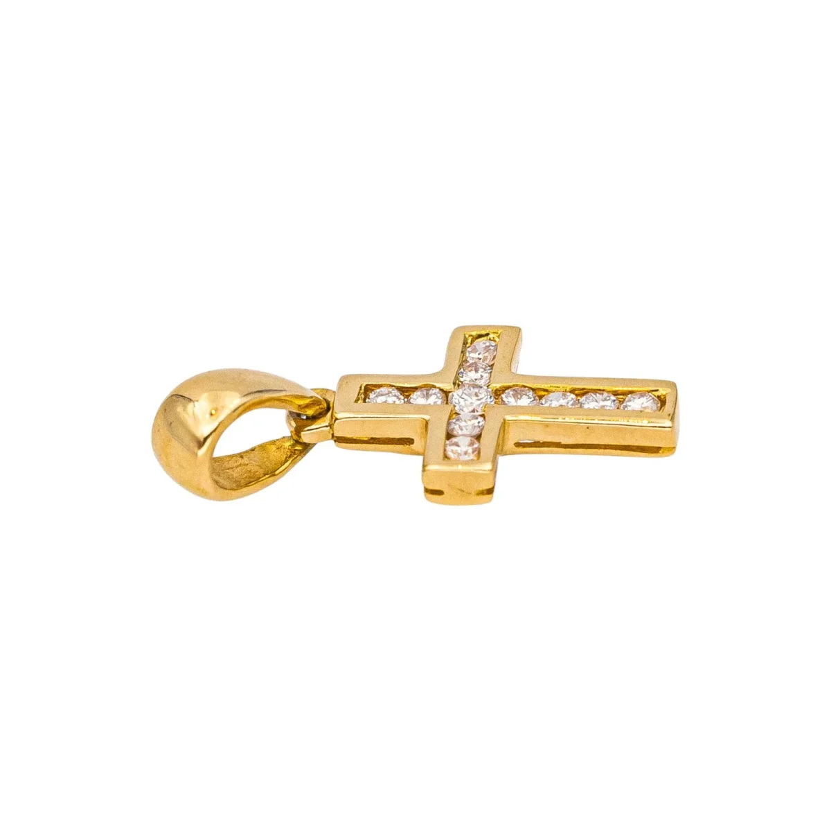 Pendentif Croix Or jaune Diamant – Image 3
