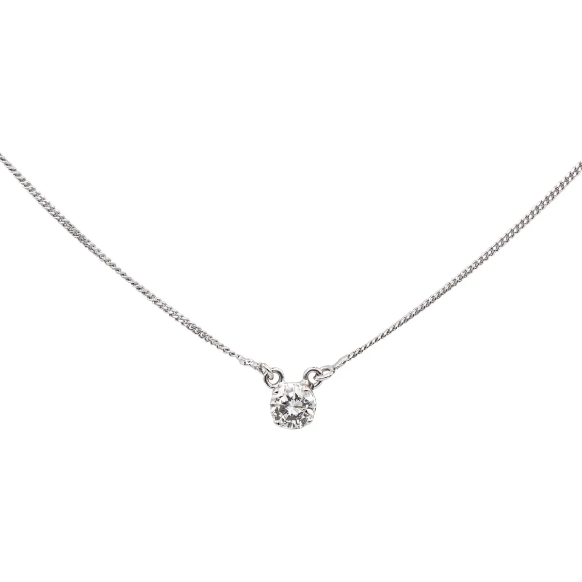 Collier Solitaire Or blanc Diamant – Image 2