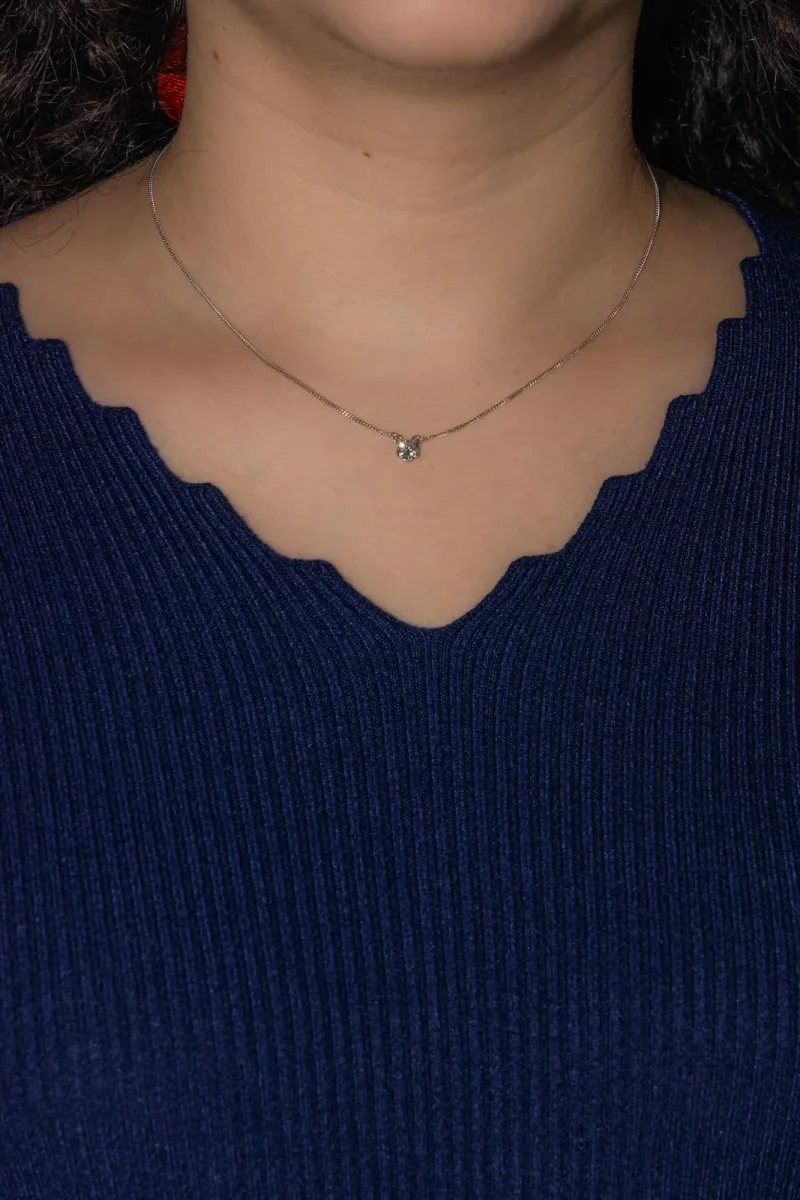 Collier Solitaire Or blanc Diamant – Image 3