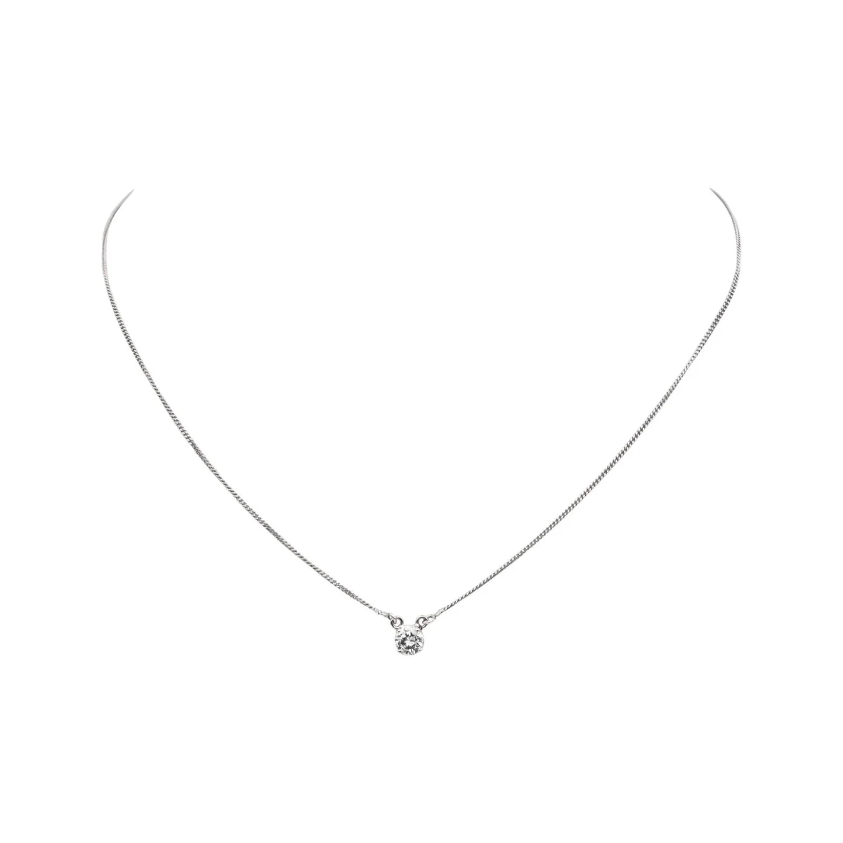 Collier Solitaire Or blanc Diamant – Image 4