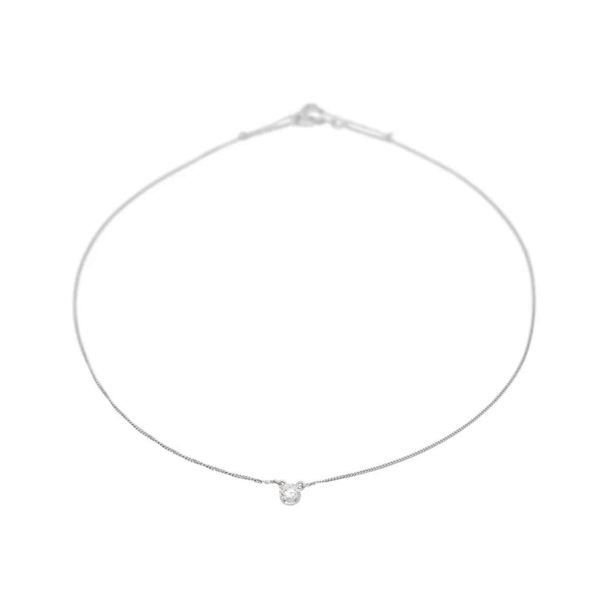 Collier Solitaire Or blanc Diamant – Image 5