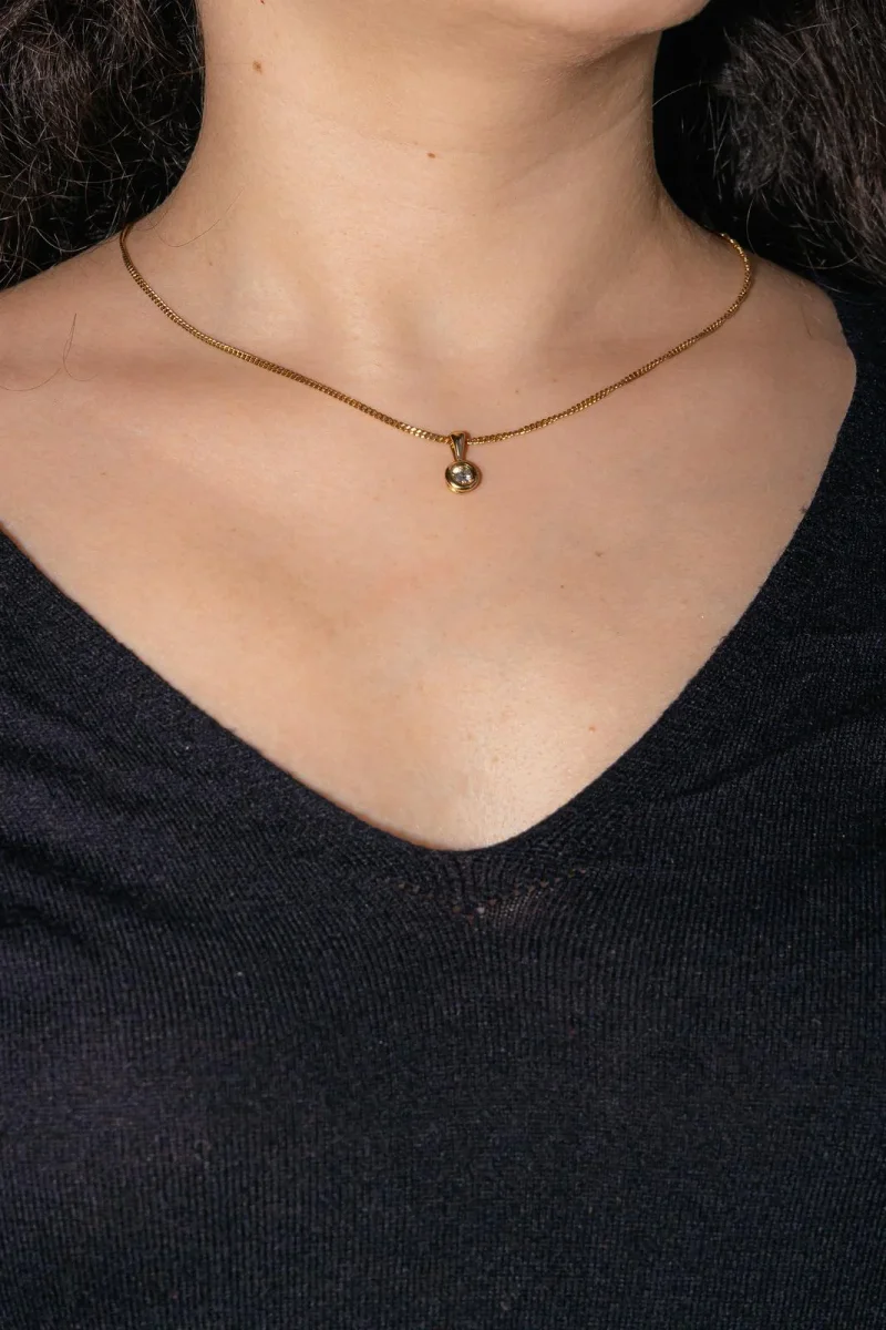 Collier Solitaire Or jaune Diamant – Image 3