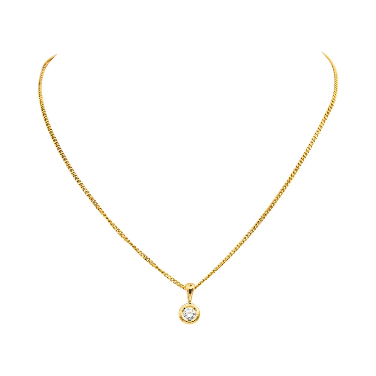 Collier Solitaire Or jaune Diamant – Image 4