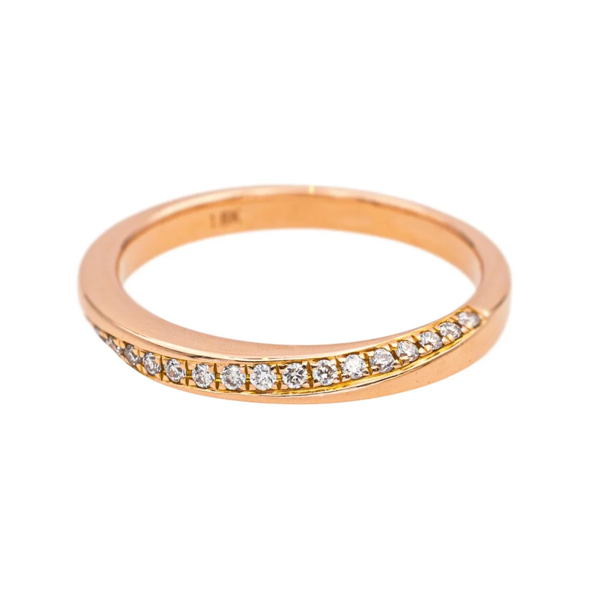 Bague Demi alliance Or rose Diamant – Image 2