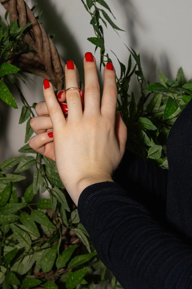 Bague Demi alliance Or rose Diamant – Image 3