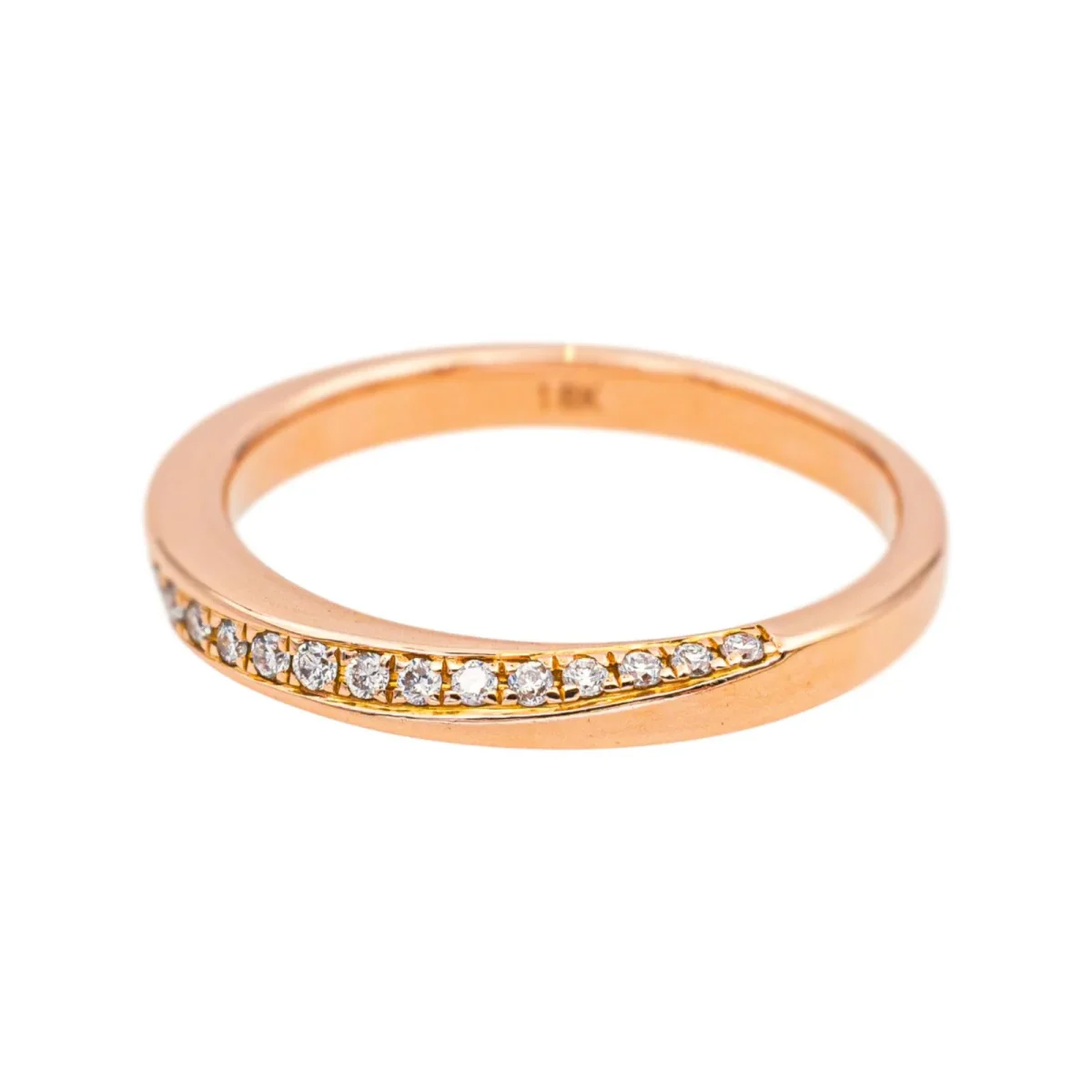 Bague Demi alliance Or rose Diamant – Image 4