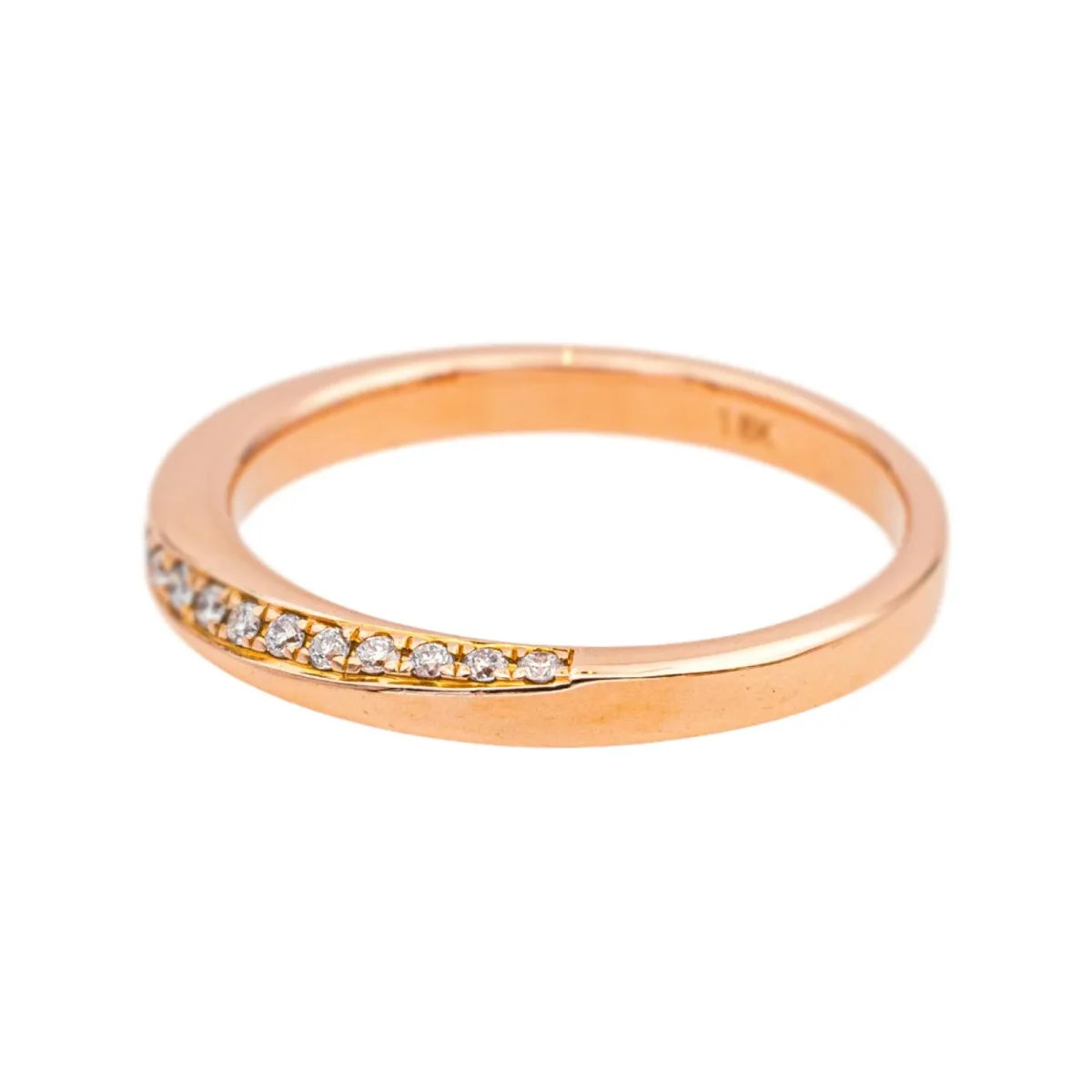 Bague Demi alliance Or rose Diamant – Image 5