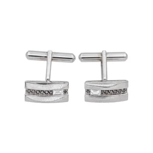Bachet Boutons de manchette Gentleman Or blanc Diamant, Diamant noir