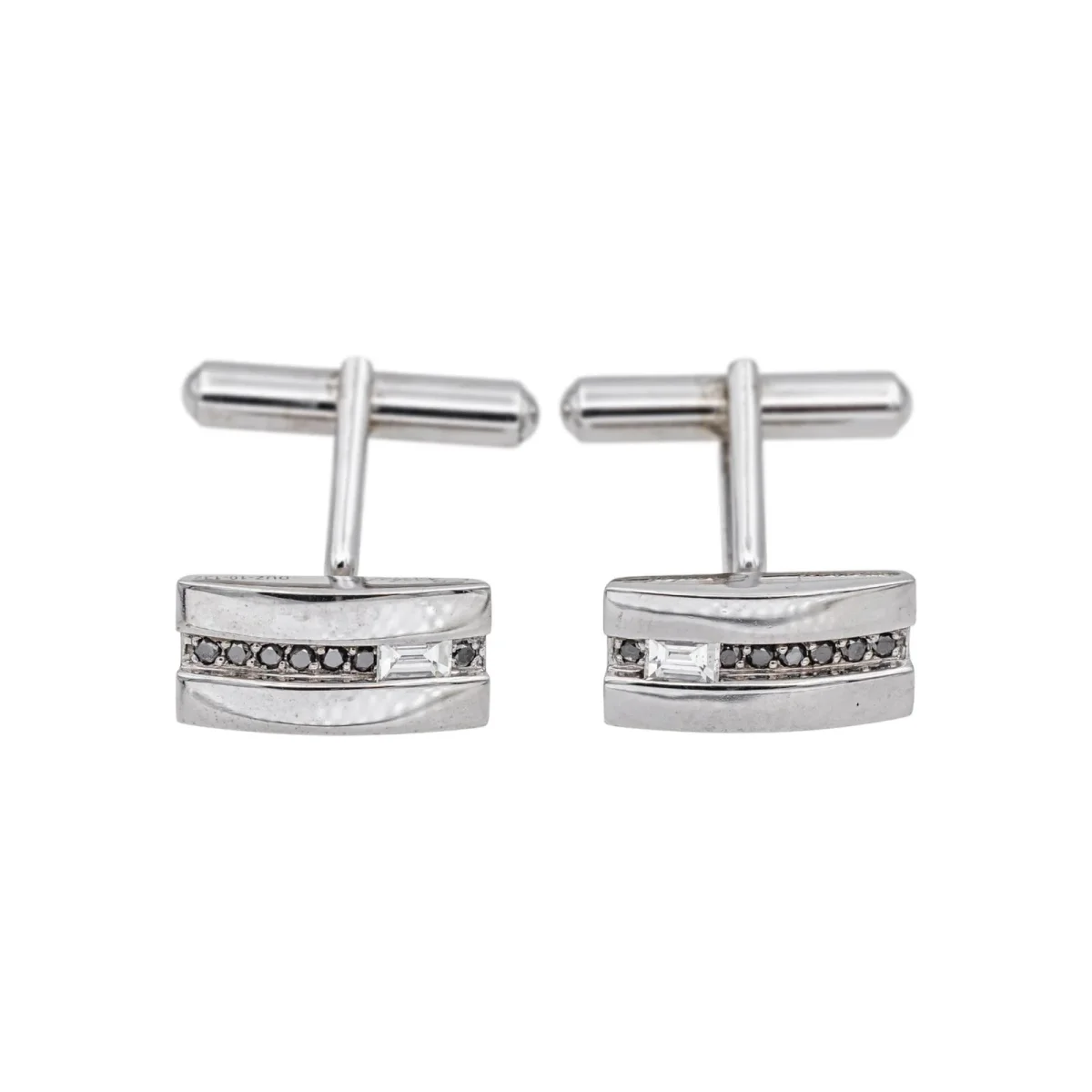 Bachet Boutons de manchette Gentleman Or blanc Diamant, Diamant noir
