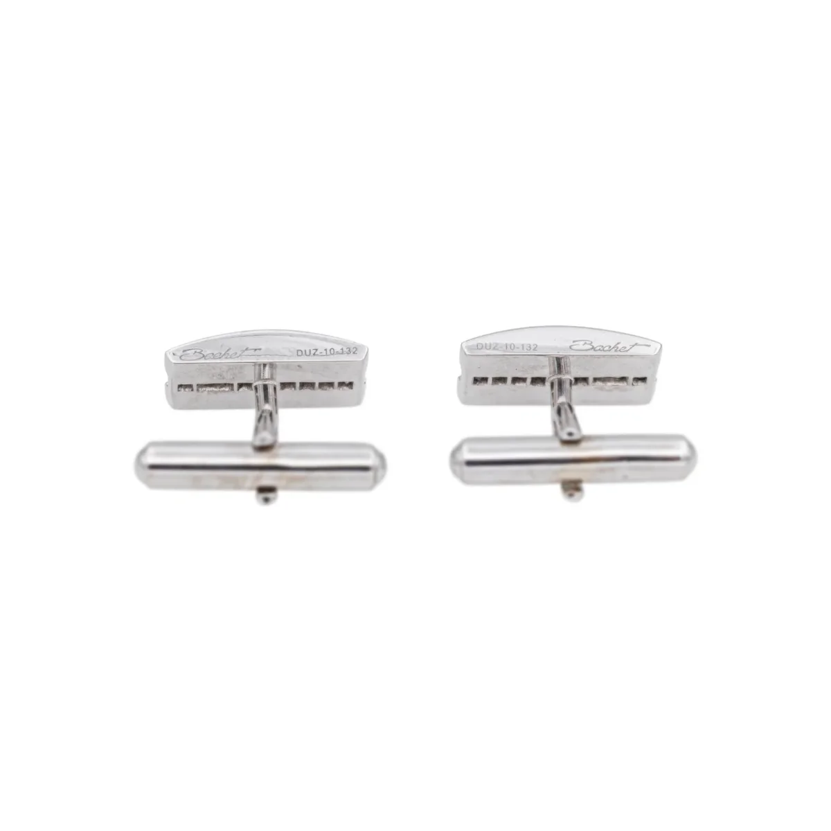 Bachet Boutons de manchette Gentleman Or blanc Diamant, Diamant noir – Image 4
