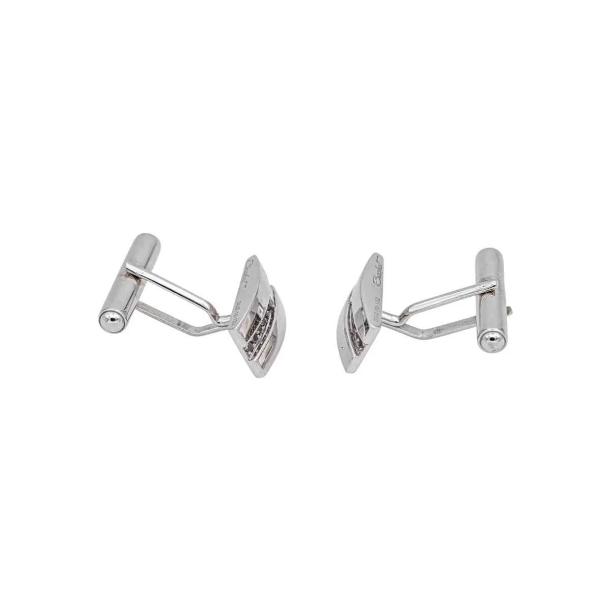 Bachet Boutons de manchette Gentleman Or blanc Diamant, Diamant noir – Image 5