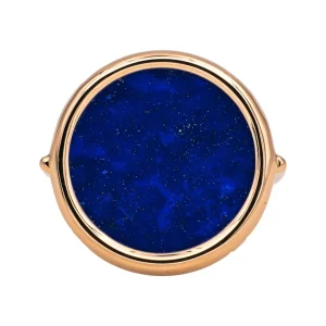 Ginette ny Bague Ever lapis disc ring Or rose Lapis lazuli