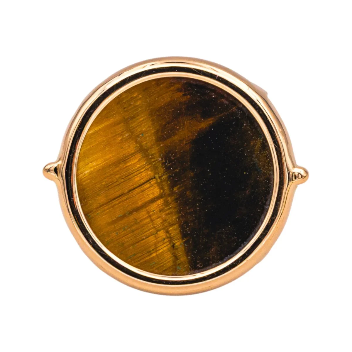 Ginette ny Bague Ever tiger eye disc ring Or rose Œil de tigre – Image 2