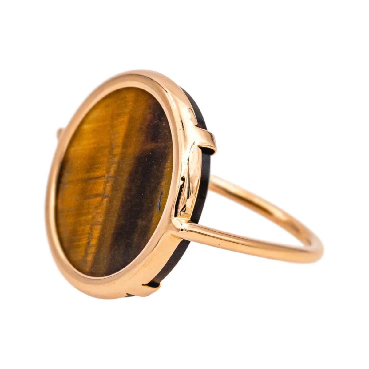 Ginette ny Bague Ever tiger eye disc ring Or rose Œil de tigre – Image 5