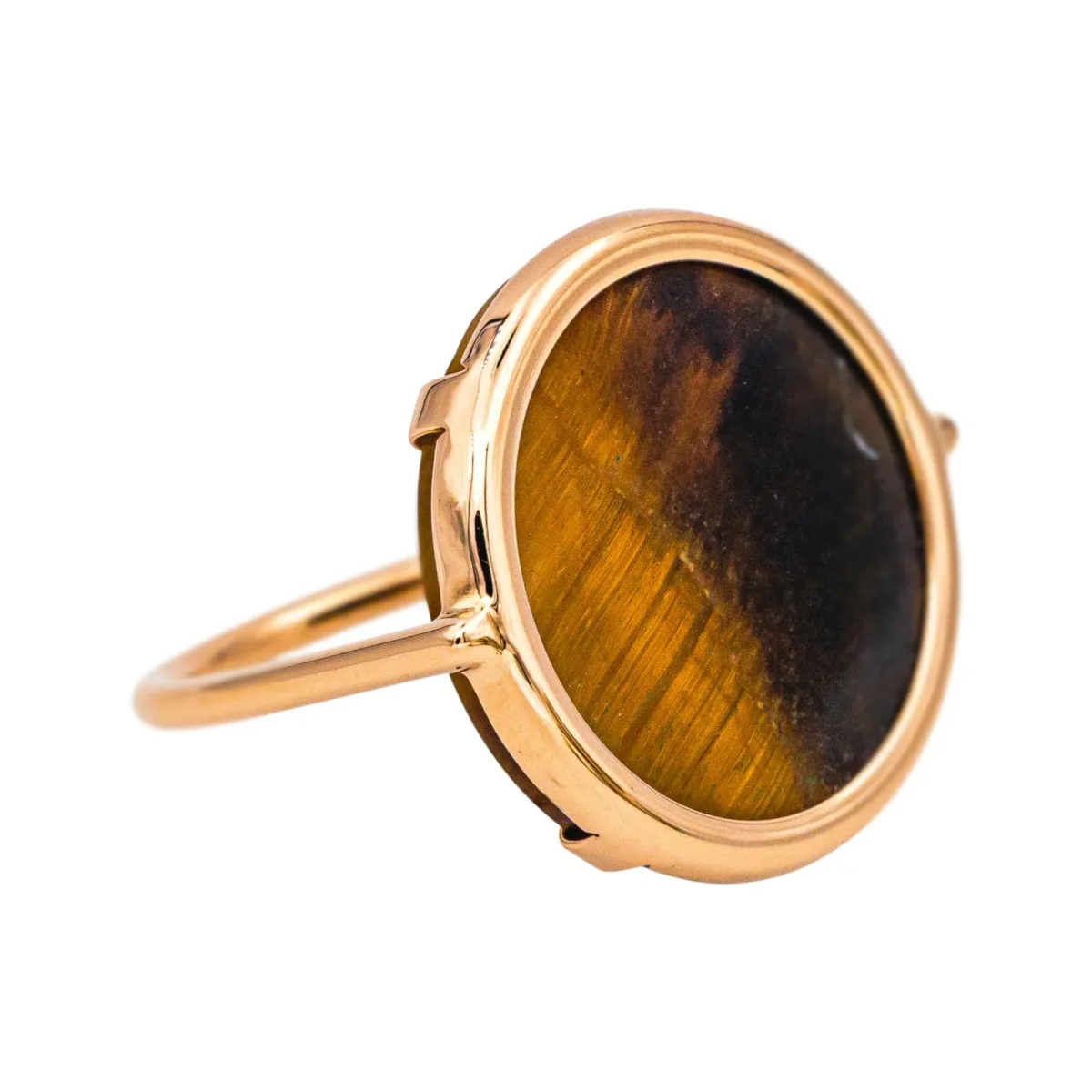 Ginette ny Bague Ever tiger eye disc ring Or rose Œil de tigre – Image 8