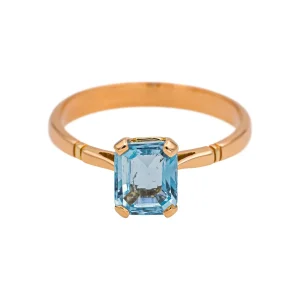 Bague Or rose Aigue-marine