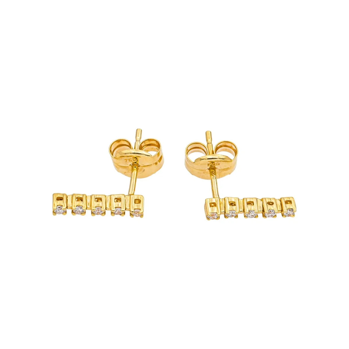 Boucles d'oreilles Puces Or jaune Diamant – Image 4