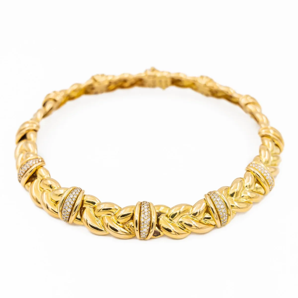 O.j. perrin Collier Ras de cou Tressé Or jaune Diamant – Image 4