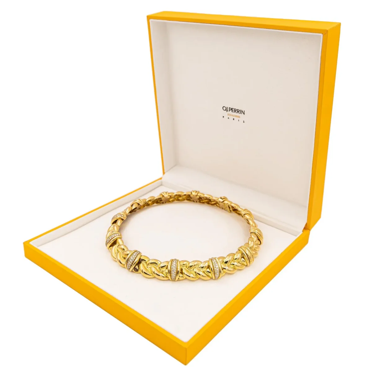 O.j. perrin Collier Ras de cou Tressé Or jaune Diamant – Image 6