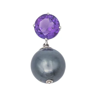 Pendentif Or blanc Perle, Améthyste