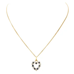 Collier Chaîne + pendentif Or jaune Diamant, Saphir