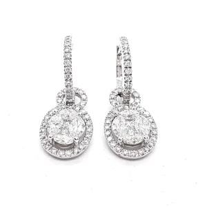 Boucles d'oreilles Pendantes Or blanc Diamant