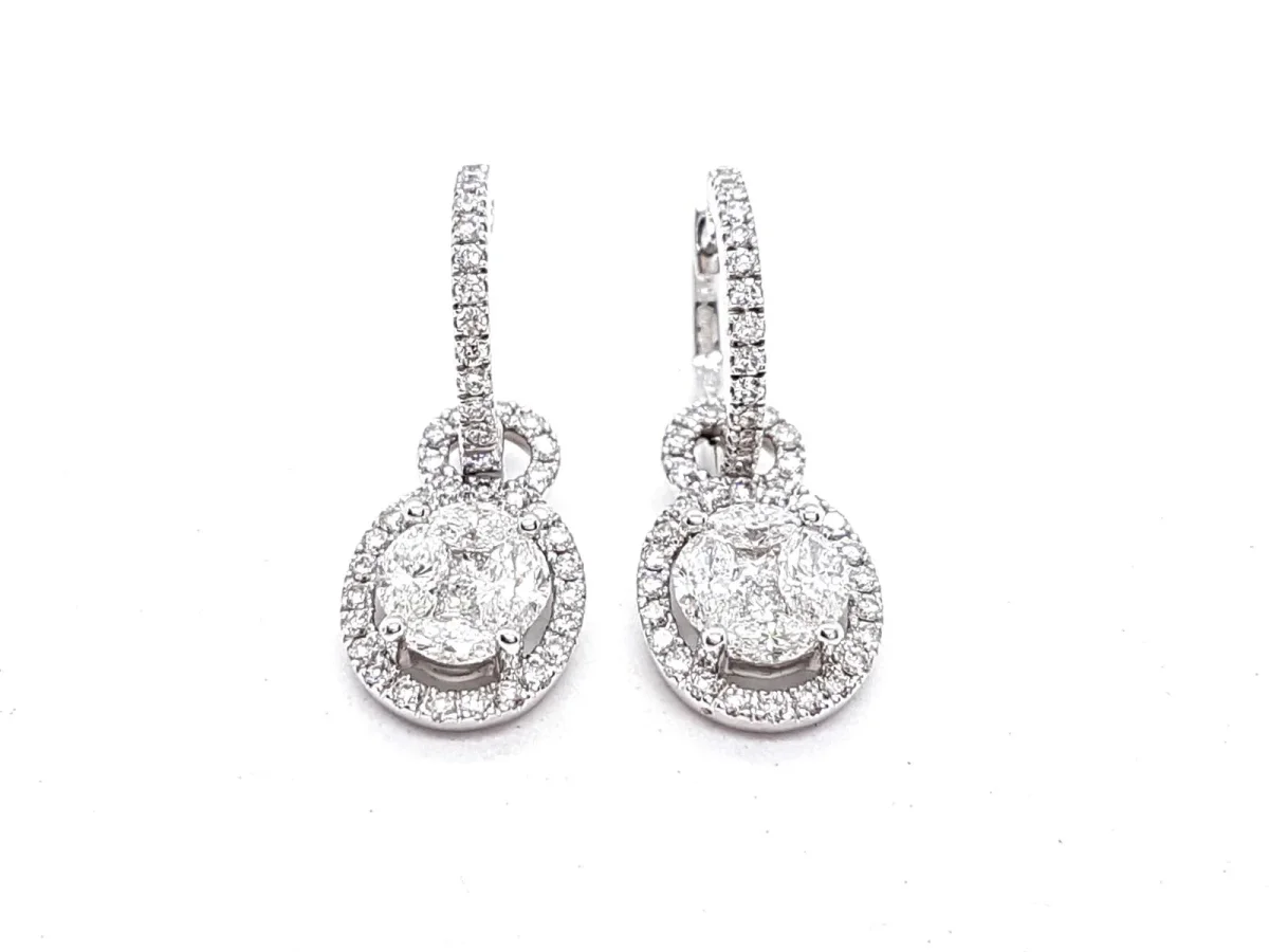 Boucles d'oreilles Pendantes Or blanc Diamant