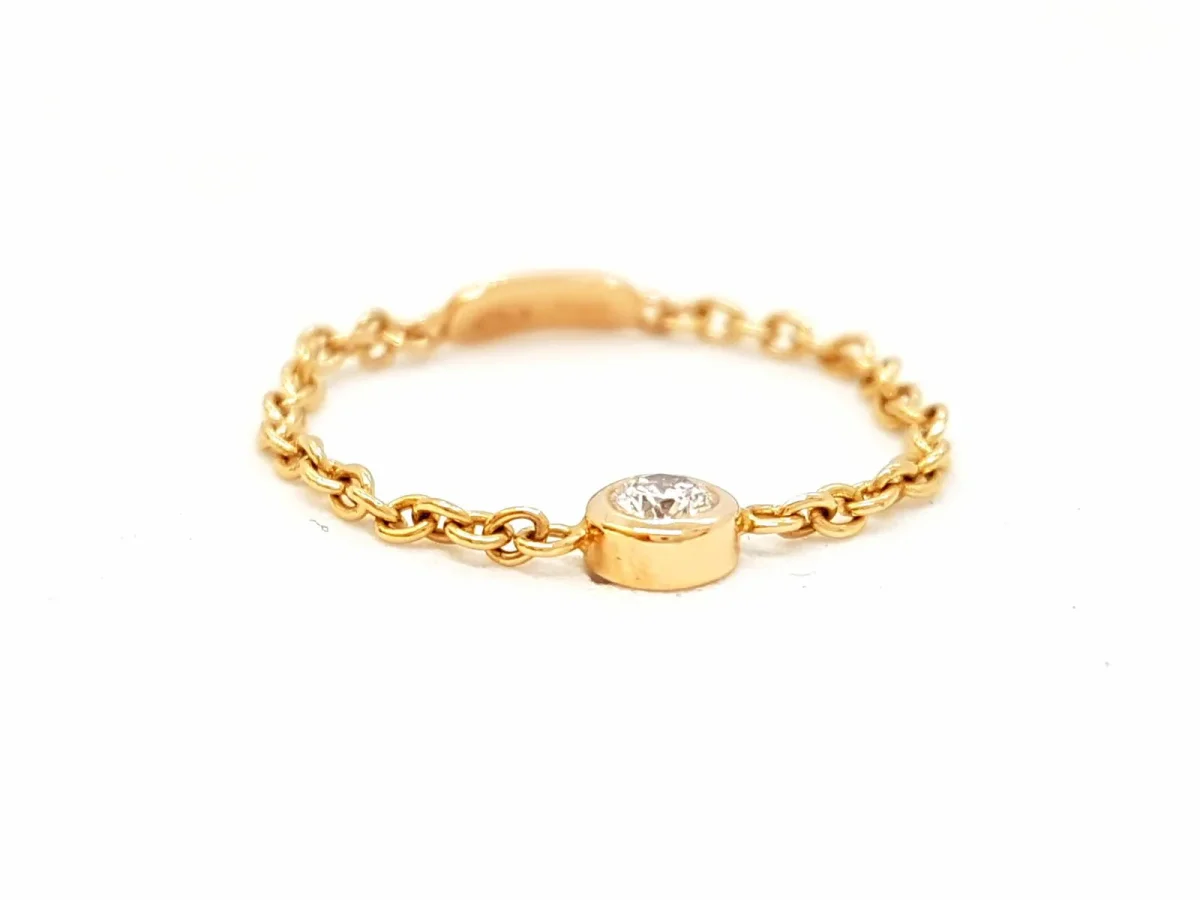 Bague Chaînette Or rose Diamant – Image 6