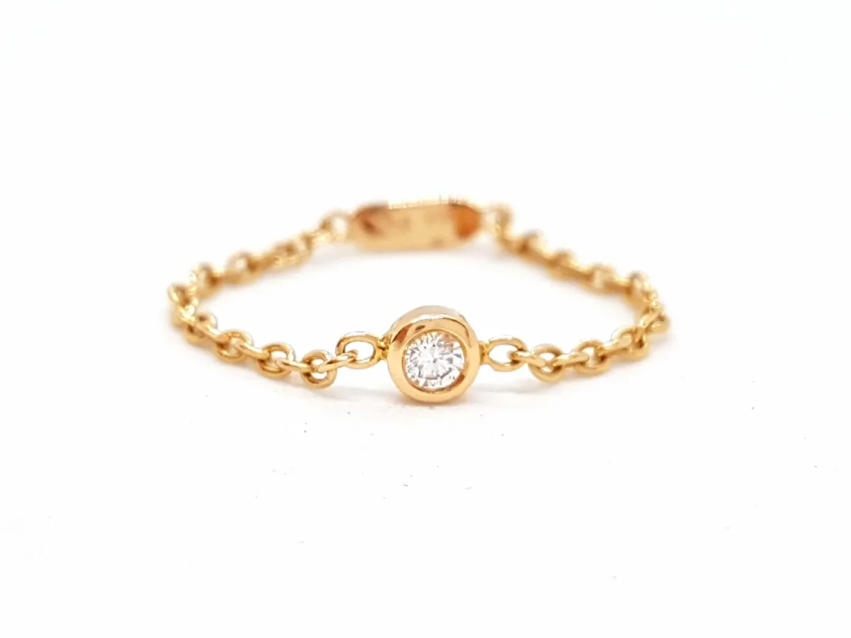 Bague Chaînette Or rose Diamant – Image 2