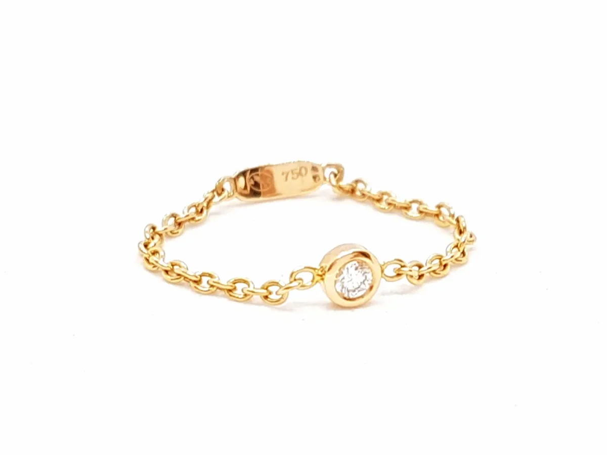 Bague Chaînette Or rose Diamant – Image 3