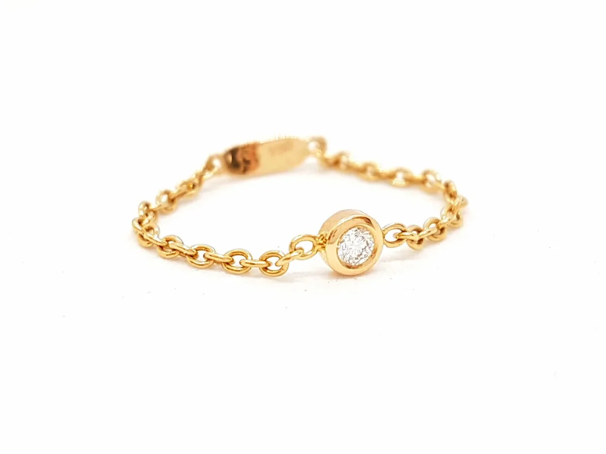 Bague Chaînette Or rose Diamant – Image 4