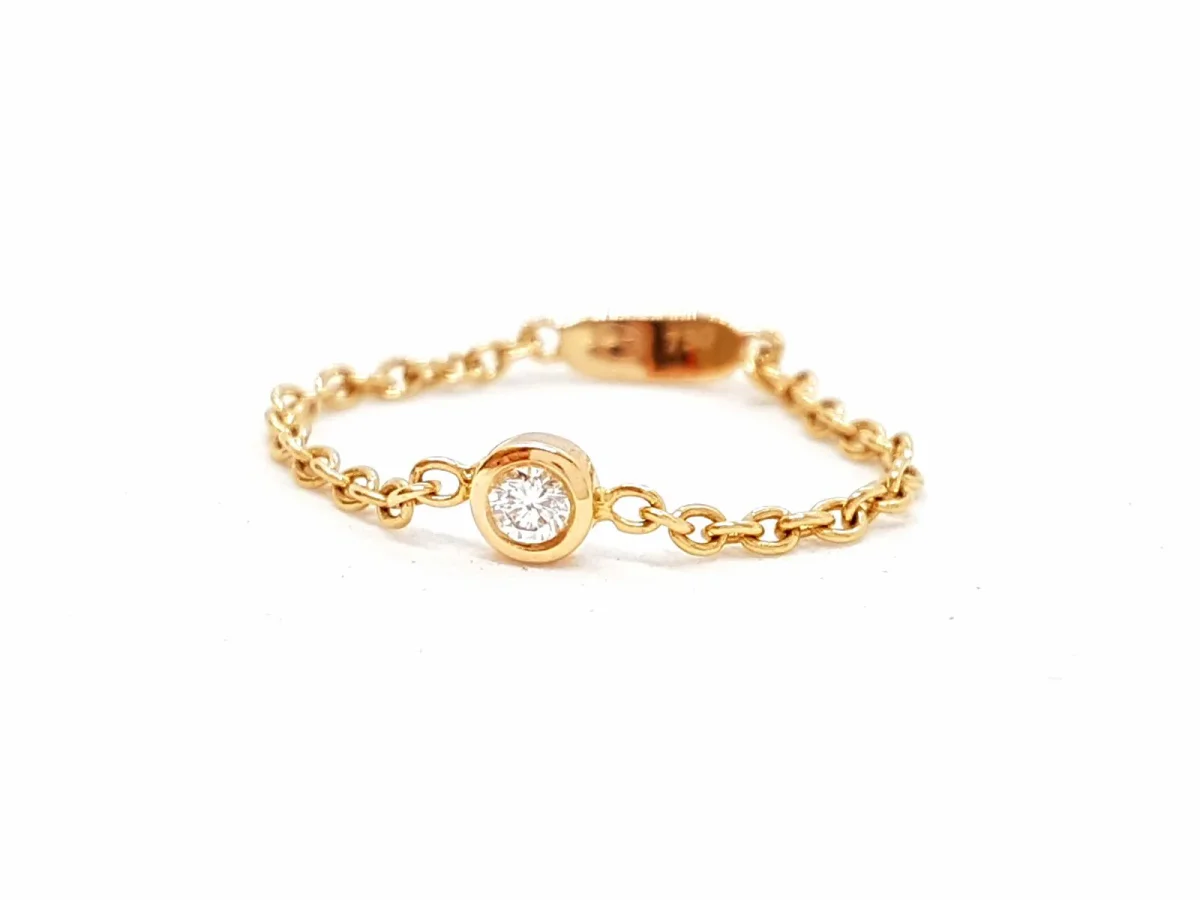 Bague Chaînette Or rose Diamant – Image 5