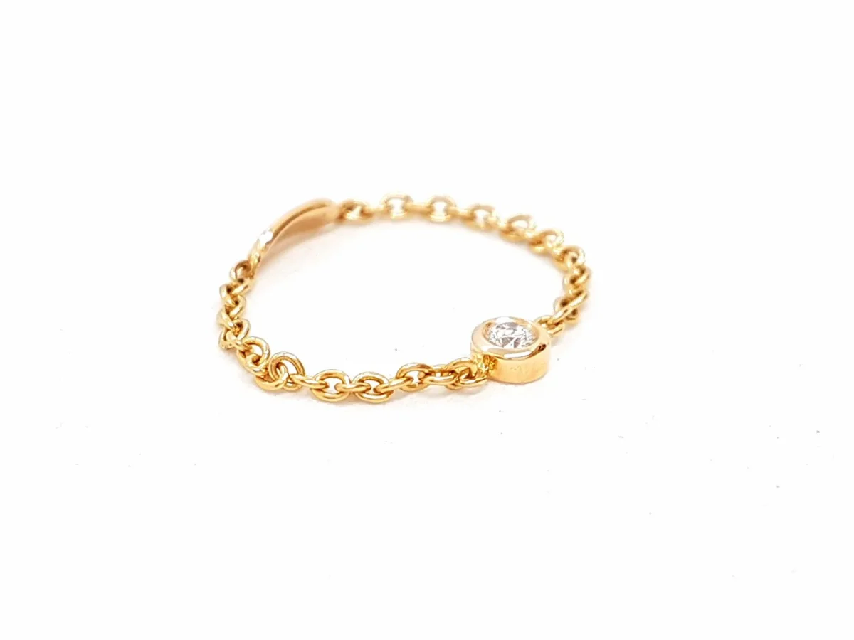 Bague Chaînette Or rose Diamant – Image 7