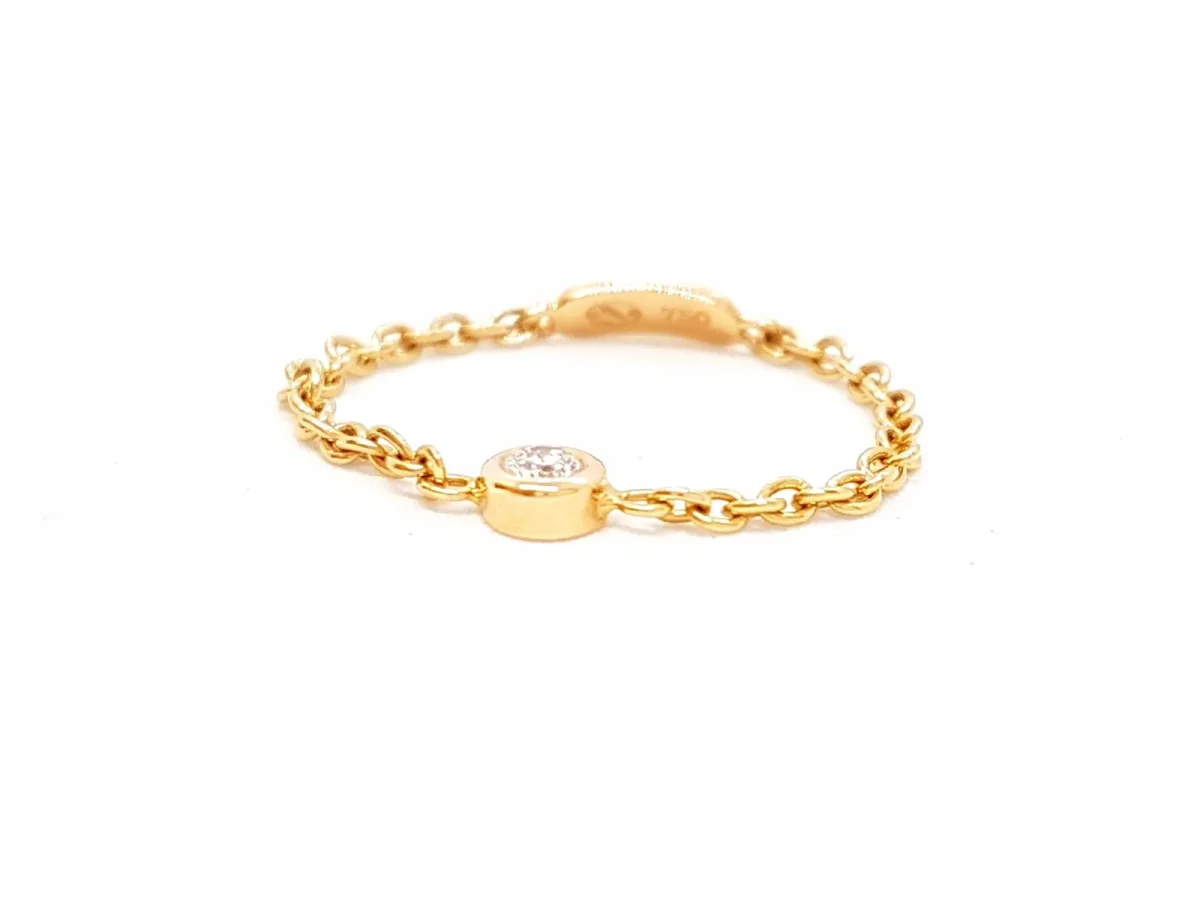 Bague Chaînette Or rose Diamant – Image 9