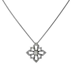 Collier Fleur Or noir Diamant