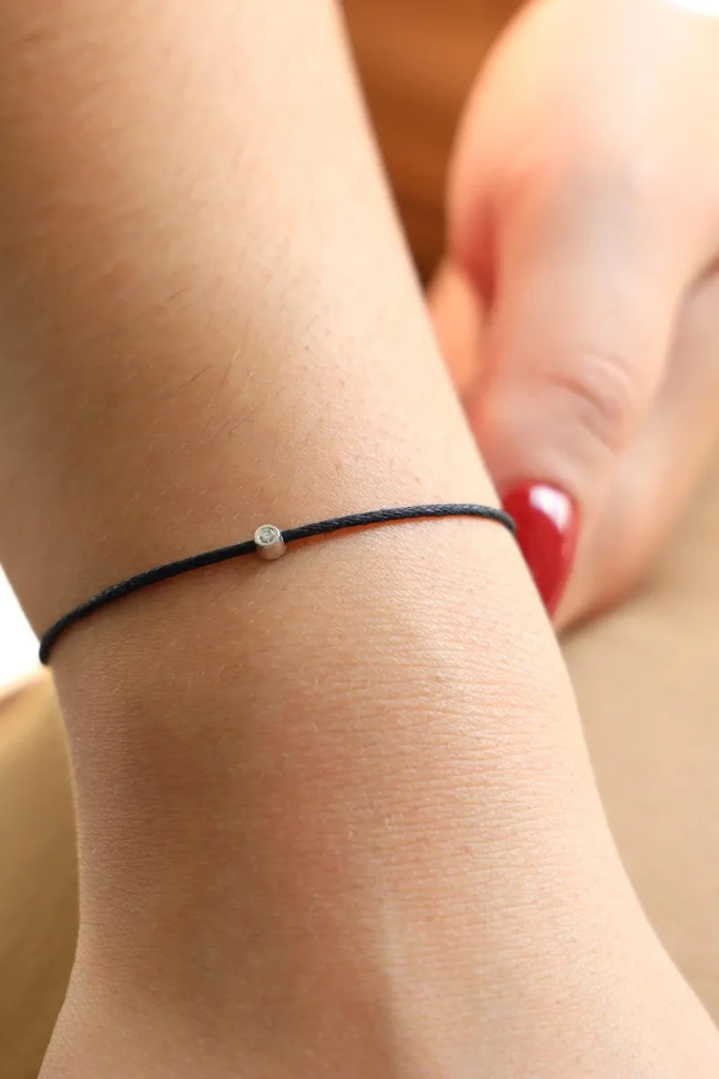 Bracelet Cordon Or blanc Diamant – Image 3