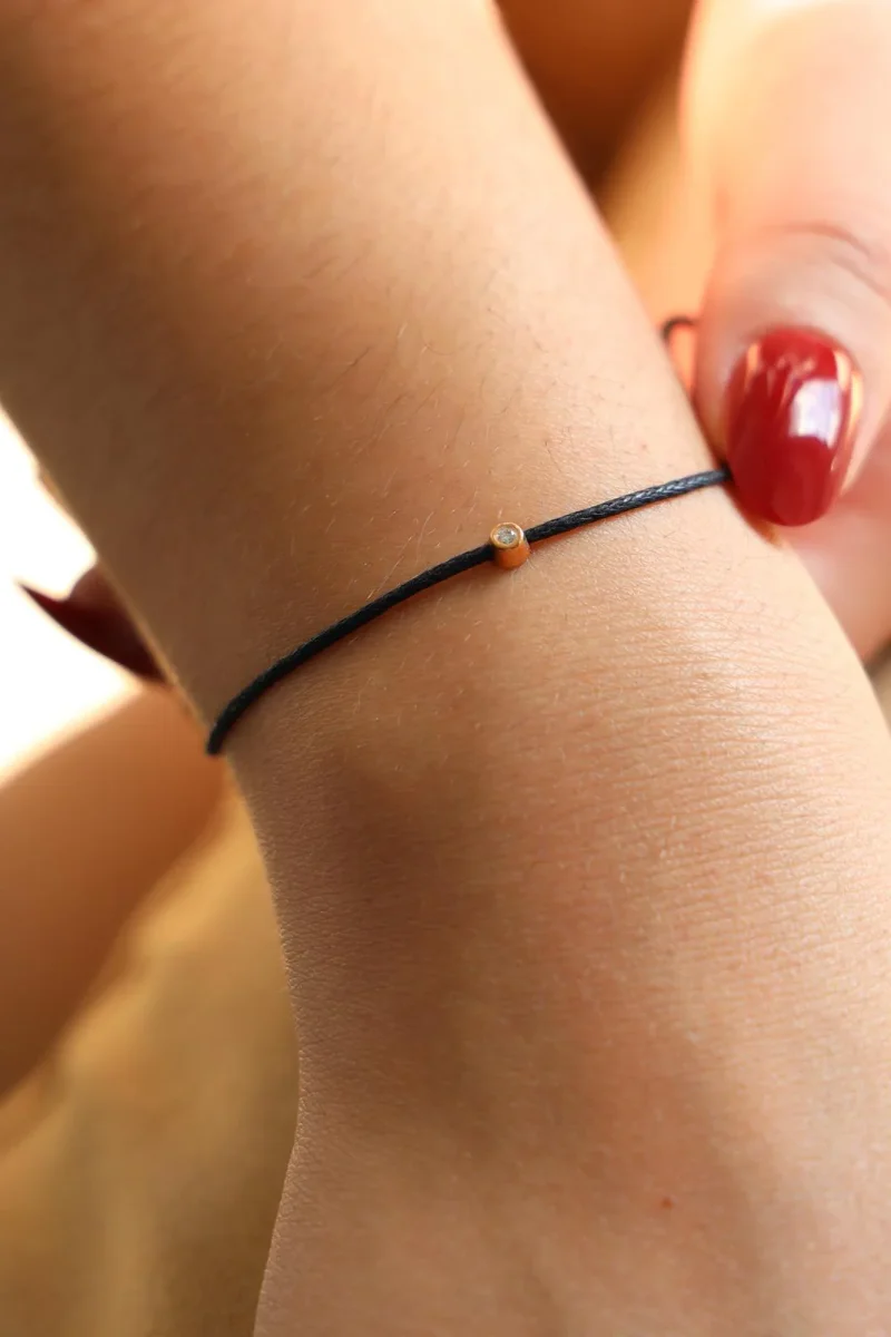 Bracelet Cordon Or rose Diamant – Image 3