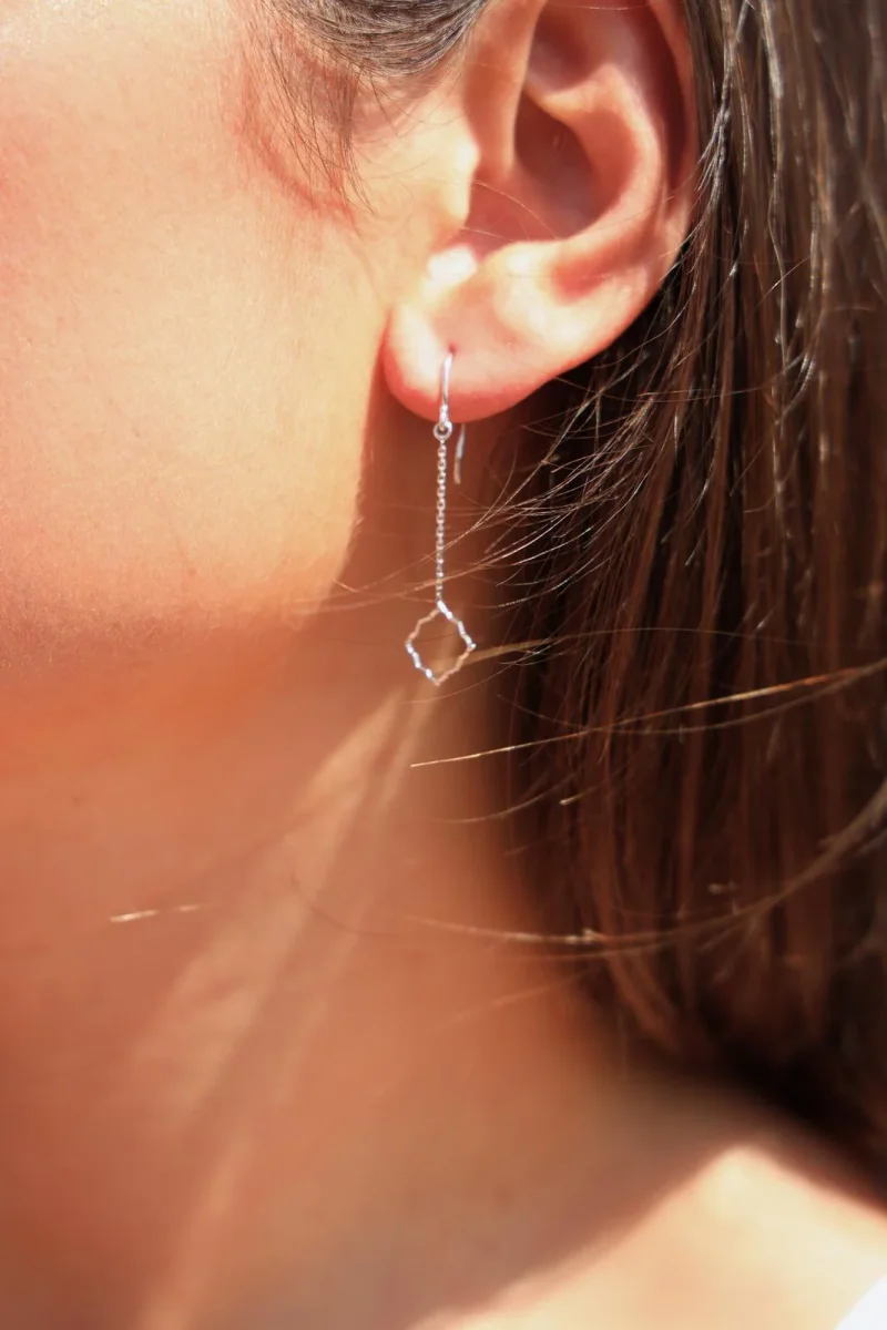 Boucles d'oreilles Transparence Or blanc – Image 3