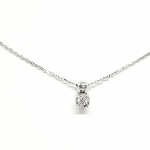 Collier Chaîne + pendentif Or blanc Diamant