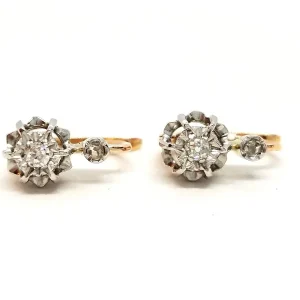 Boucles d'oreilles art déco Or rose, Or blanc Diamant