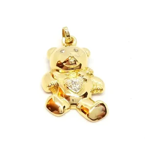 Pendentif Ours Or jaune, Or blanc Diamant