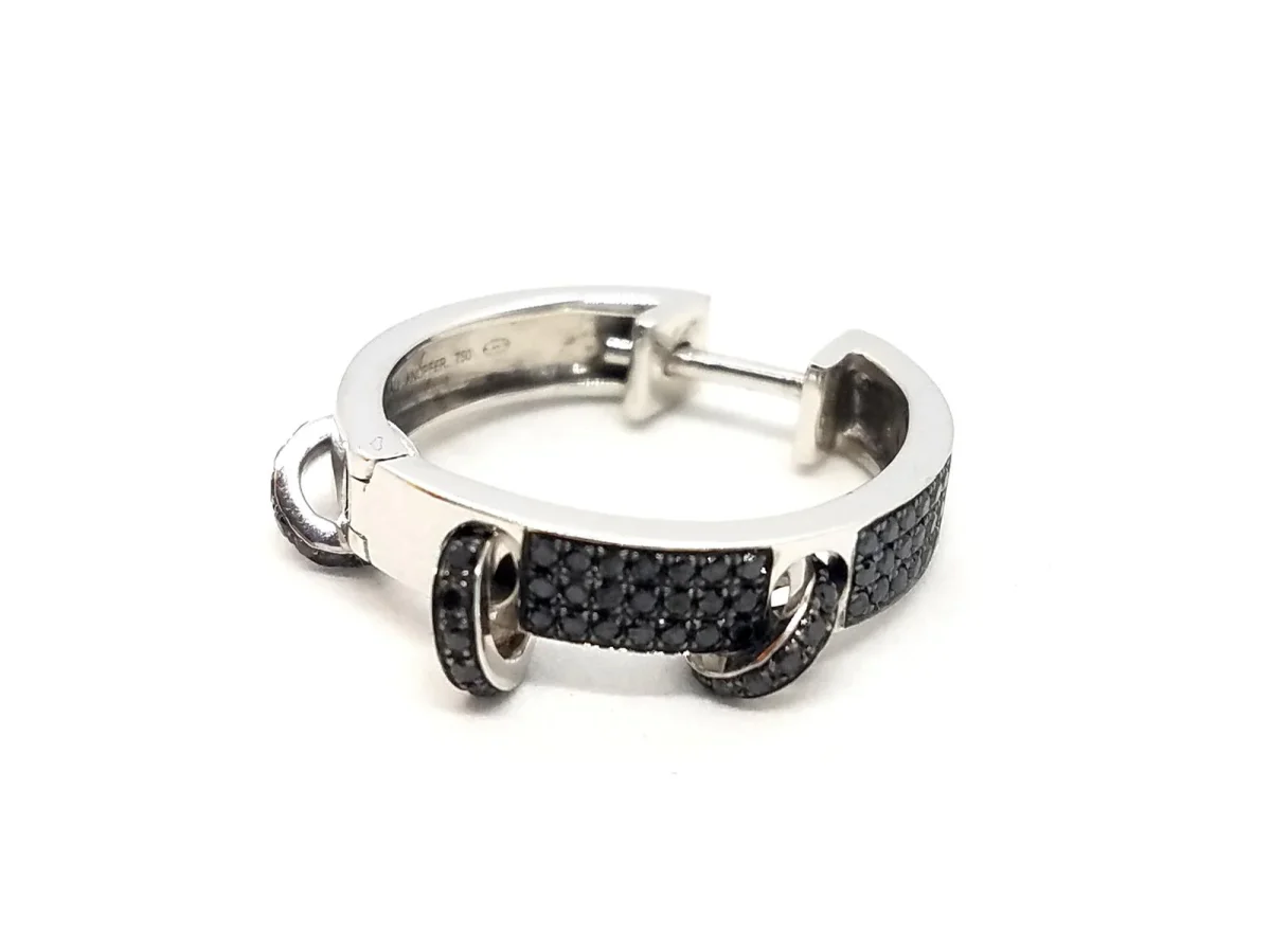 Asherali knopfer Boucles d'oreilles Créoles Or blanc Diamant – Image 3