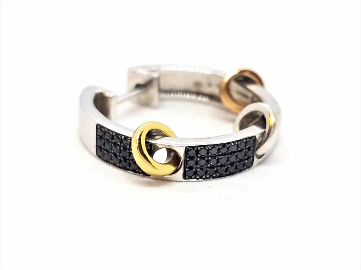 Asherali knopfer Boucles d'oreilles Créoles Or blanc, Or rose, Or jaune Diamant – Image 2