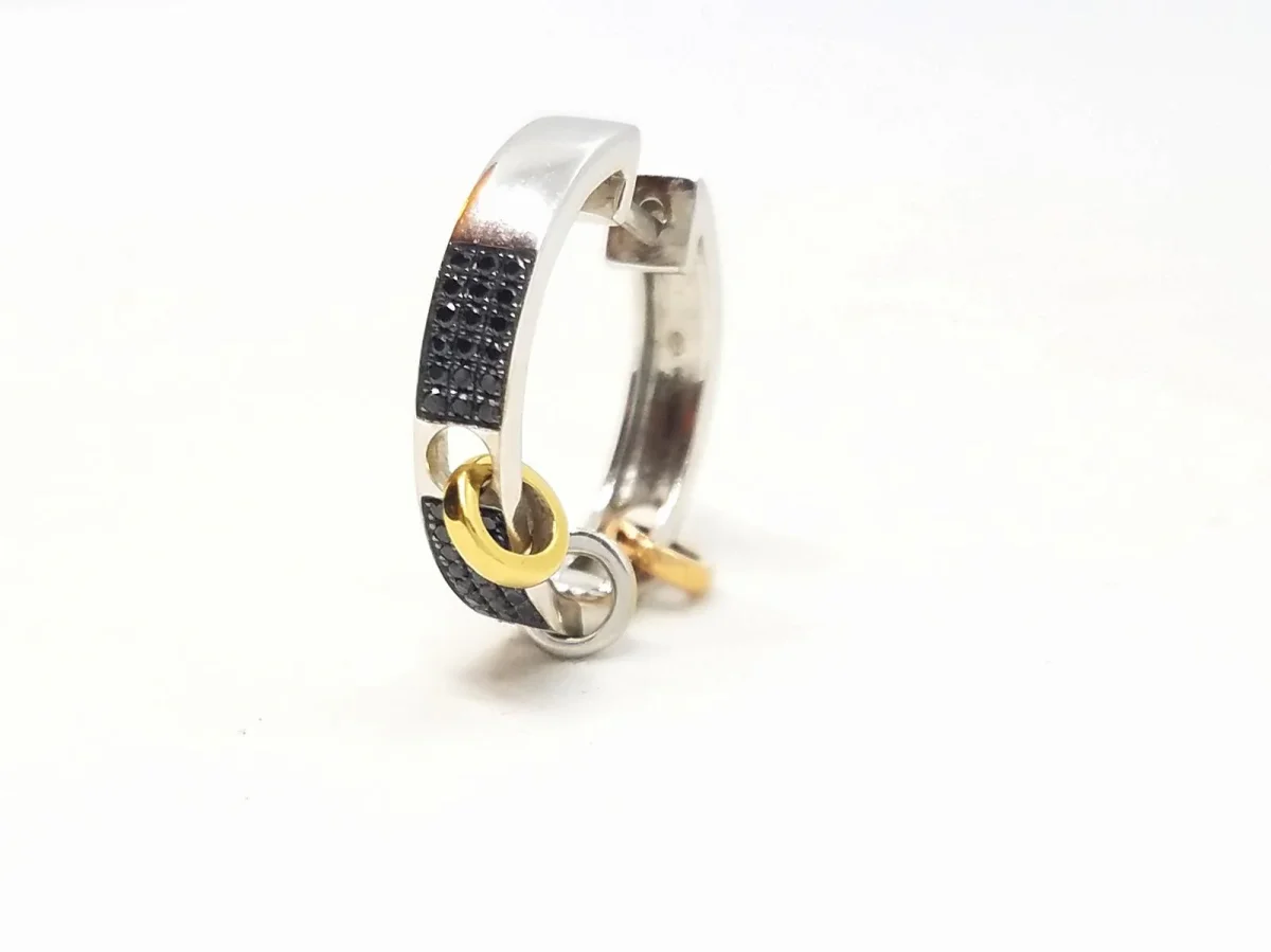 Asherali knopfer Boucles d'oreilles Créoles Or blanc, Or rose, Or jaune Diamant – Image 5