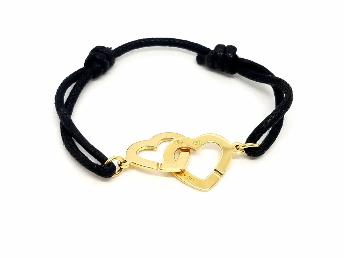 Dinh van Bracelet Cordon Double coeur Or jaune