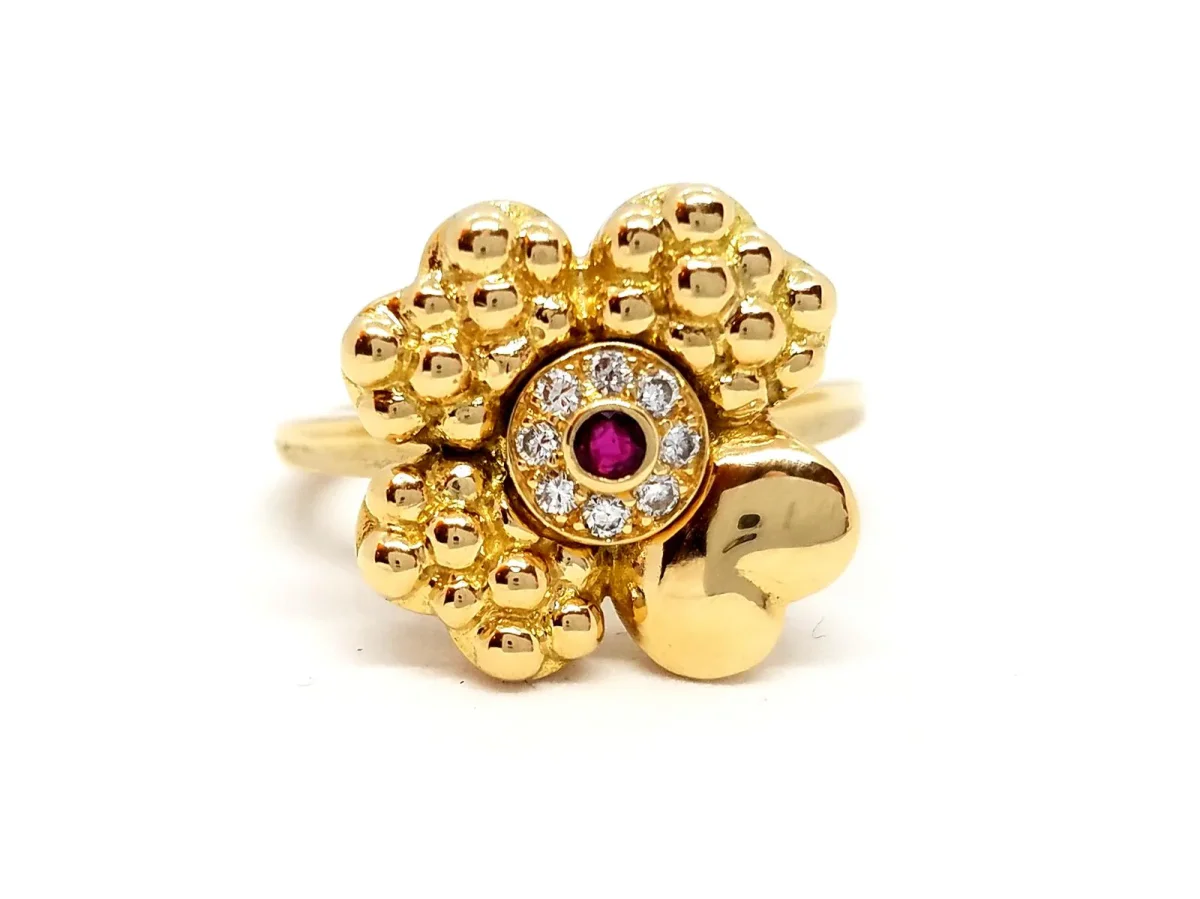Fred Bague Coeur Or jaune Diamant, Rubis